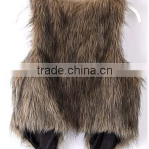 Solid Brown Faux Fur Women Vest Waistcoat thumbnail-1