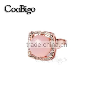 Fashion Jewelry Rose Gold Plated Pink Stone Ring Girl Wedding Party Show Gift Dresses Apparel Promotion Accessories thumbnail-1
