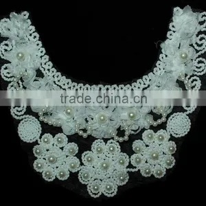 Chiffon Fabric Machine Embroidered Hand Beaded Lace Collar for Women Clothing thumbnail-1