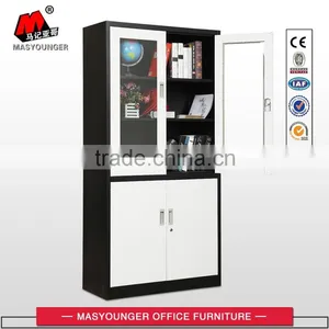 High Quality Factory Direct Sale up Glass Door and Down Steel Door Filing Cabinet thumbnail-5