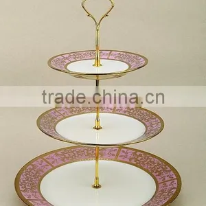 3 Tier Stand Ceramic Cake Plate With Decal Design thumbnail-1