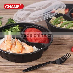 32 Oz. 3 Compartment Meal Prep Containers BPA Free Plastic Reusable Microwave Safe Food Storage Container thumbnail-4