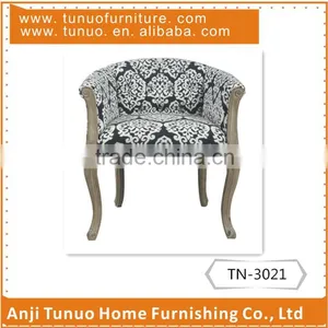 Accent Chair,antique Finish Rubber Wood Legs,back With Button,TN-3021 thumbnail-1