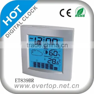 NEW DIGITAL LCD CLOCK WITH BLUE BACKLIGHT AND DCF ET839BR thumbnail-2