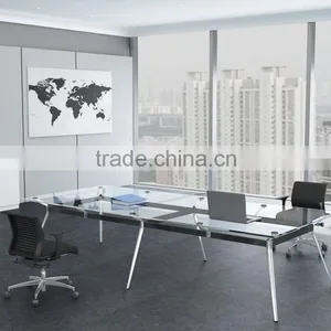 Modern Tempered Round Glass Conference Table Meeting Table thumbnail-6