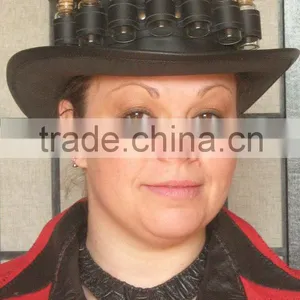 Steampunk Hat Fashion Victorian Fantasy Leather Top Hat thumbnail-2