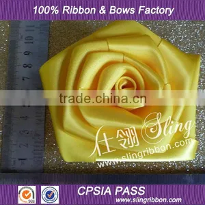 Wholesale 10 cm Yellow Ribbon Rose For Wedding Decoration thumbnail-1