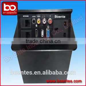 Tabletop Hydraulic Pop Up Power Socket Box With Aluminum Drawing Panel for Office AV Power Solutions thumbnail-2