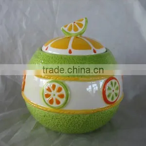 Ceramic Sugar Pot in Orange Design thumbnail-1
