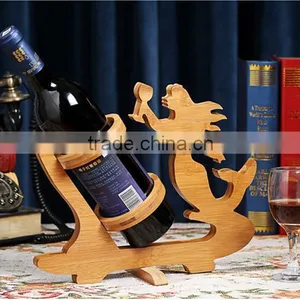 WR005/100% Bamboo Material Hot Sale Mermaid Shaped Folding Bamboo Red Wine Rack thumbnail-3