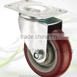 5 Inch Black Metal Plate Industrial Fixed Polyurethane Caster Wheel thumbnail-3