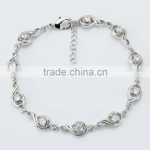 Classical 18k White Gold Plated Bracelet Musical Note Jewelry Inlaid Precious Gemstone for Party thumbnail-3
