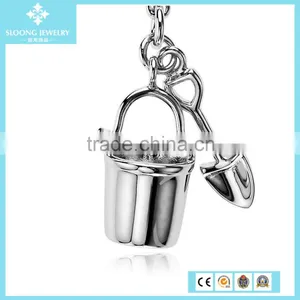Charm Jewelry Beach Pail & Shovel Charm in Sterling Silver thumbnail-1