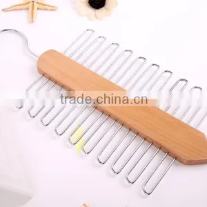 Hot Sell Top Quality Nonslip Necktie Belts Tie Hanger Rack Shawl Scarf Closet Wooden Holder Organizer CC001 thumbnail-2