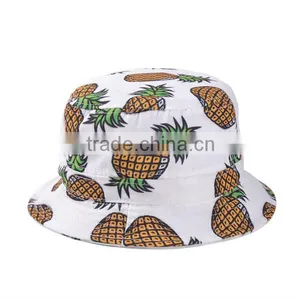 2016 New Fashion Ladies Summer White Pink Pineapple Printed Bucket Hats Caps For Women Girls thumbnail-5