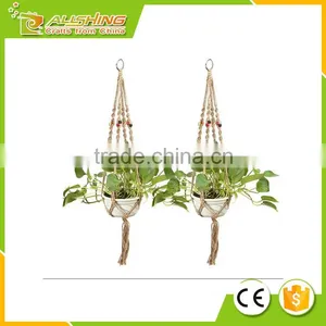 Wholesale Plant Hanger Macrame Jute 4 Legs 48 Inch With Beads Best Recommended For Indoor Outdoor thumbnail-1