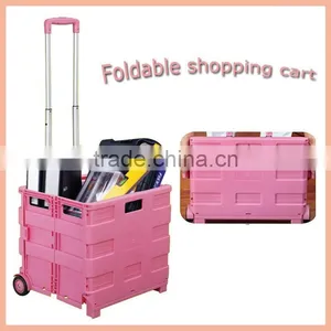 Plastic Folding Trolley Shopping Cart With Aluminium Telescopic Handle thumbnail-1