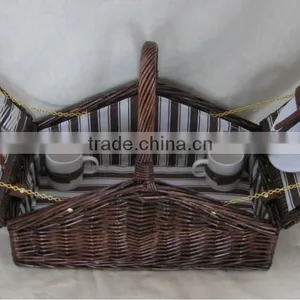 Rectangle Wicker Picnic Basket for Two Couple thumbnail-1
