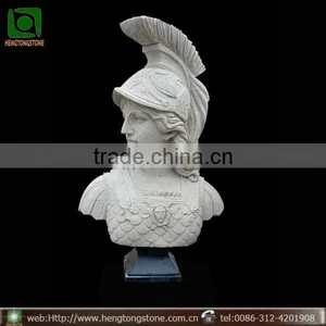Hand Carved Stone Male Soldier Head Bust Statue thumbnail-1