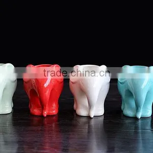 Garden Decor Elephant Shaped Animal Flowr Pot Small Cute Ceramic Pot for Plants thumbnail-2