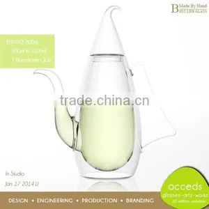 Odd-Shaped Artistic Handcrafted High Quality Double Glass Tea Pot thumbnail-1