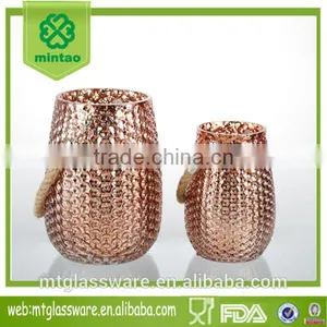 2-tier Rose Gold Staight Cylindrical Glass Dot Hurricane With Hemp Rope Decal thumbnail-1