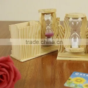 Wooden Pen Pencil Holder With Hourglass thumbnail-2
