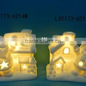 House Shaped Christmas Decoration Ceramic Christmas Light House thumbnail-3