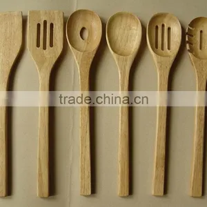 Wood Utensils 6-Pieces Set, Made of Rubber Wood thumbnail-1
