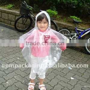 Transparent Disposable Plastic Rain Poncho for Kids thumbnail-1