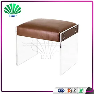 Transparent Acrylic Living Room Stool French Style Luxury Ottomans Lucite Bathroom Stool thumbnail-3