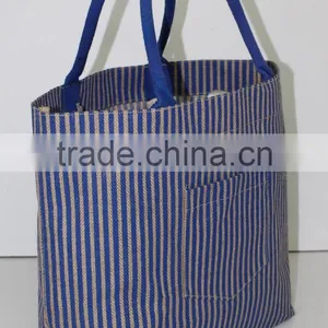 Eco-friendly Reusable Bag Women Grocery Shopping Tote Bag With Handles Large Jute Burlap Bag With Cotton Handles thumbnail-2