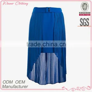 Women Plus Size Clothing Factory Ladies New Model Charming Blue Long Skirt Plain Dyed Summer Sexy Maxi Chiffon Skirt thumbnail-1