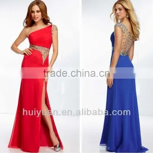 A-line One-shoulder Side Split Cap Sleeve Prom Dresses 2012 thumbnail-1
