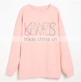 Cheaper Customized Designs Fashionable Ladies Printed Hoodies&sweatshirt CVC60/40 Fleece Crewneck Hoodies&sweatshirt thumbnail-3