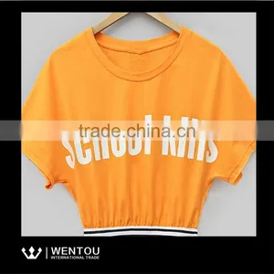 China Women Printed Letters Summer Short Sleeve Blouse thumbnail-4