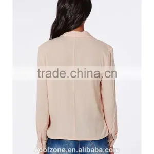 100% Polyester Wrap Over Nude Women Blouse for Middle Aged Women thumbnail-3