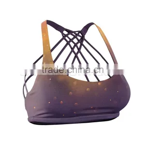 Cyber Dust Multiple Stripes Sports Bra in Purple and Yellow Glittering Star thumbnail-1