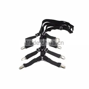 Dubaa Crisscross Bed Fitted Sheet Fasteners Strap Grippers Suspenders Mattress 4 Black thumbnail-3