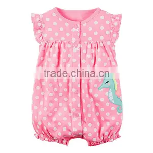 Summer Short Sleeves Cartoon Cotton Newborn Baby Girls Boys Jumpsuits thumbnail-6
