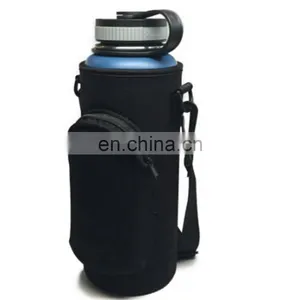 Simple Black Easy Taking Adjustable Strap Neoprene Water Bottle Sling thumbnail-3