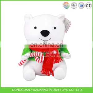 25cm Plush Polar Bear Toy With Scarf Wholesale for 2016 Christmas thumbnail-1