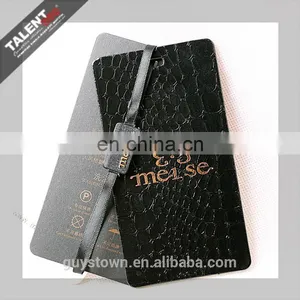 Custom Private Design Black & Withe Embossing Paper Hot Stamping Gold Hangtag for Clothing thumbnail-4