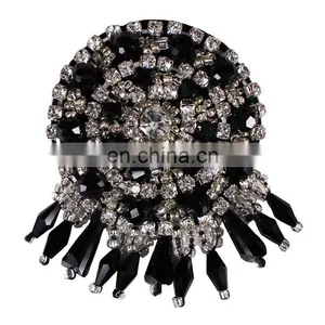 Fashion Red Black Round Design Beaded Crystal Tassel Fringe Patches for Bag Clothes thumbnail-2