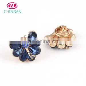 Animal Shape Rhinestone Pins Crystal Decorative Buttons Butterfly Sapphire Sewing Button Copper thumbnail-2