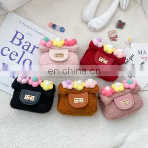 Children's Bag Fall / Winter 2020 Single Shoulder Bag Lovely Flower Messenger Fashion Small Fragrance Plush Accessories Bag thumbnail-1