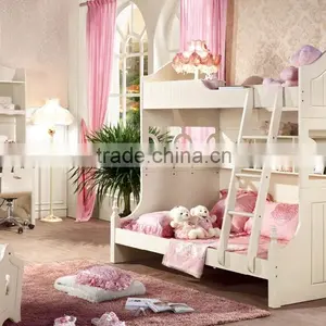 Children Wooden Bunk Bed With Stairs and Bookcase,Children's Furniture Sets thumbnail-1