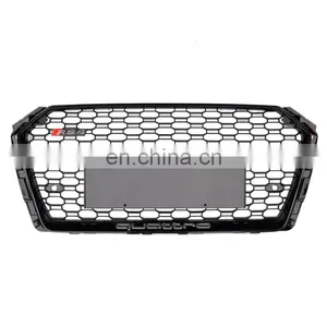 2017-2019 RS4 Glossy Black Electroplating A4 S4 Front Bumper Lift Grill Radiator Honeycomb Gril Applicable to Audi B9 RS4 Grill thumbnail-1