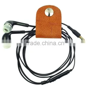 High Quality Gift Genuine Leather CLIPS Cable Tidy Data Cable Storage LEATHER CORD ORANGIZER thumbnail-4