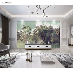 Custom 3D Pristine Tropical Forest Plant Wallpaper Boat Lake Painting Large Mural For Bedroom Living Room TV Background Wall Dropshipping thumbnail-1